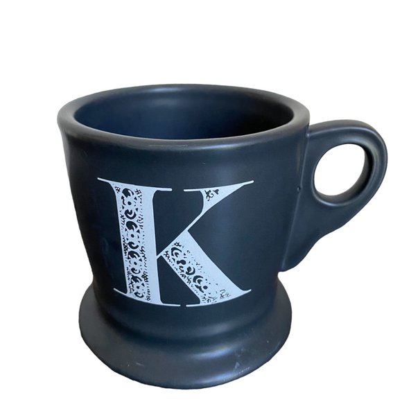 Anthropologie Matte Black Initial Shaving Mug K - Picture 1 of 8